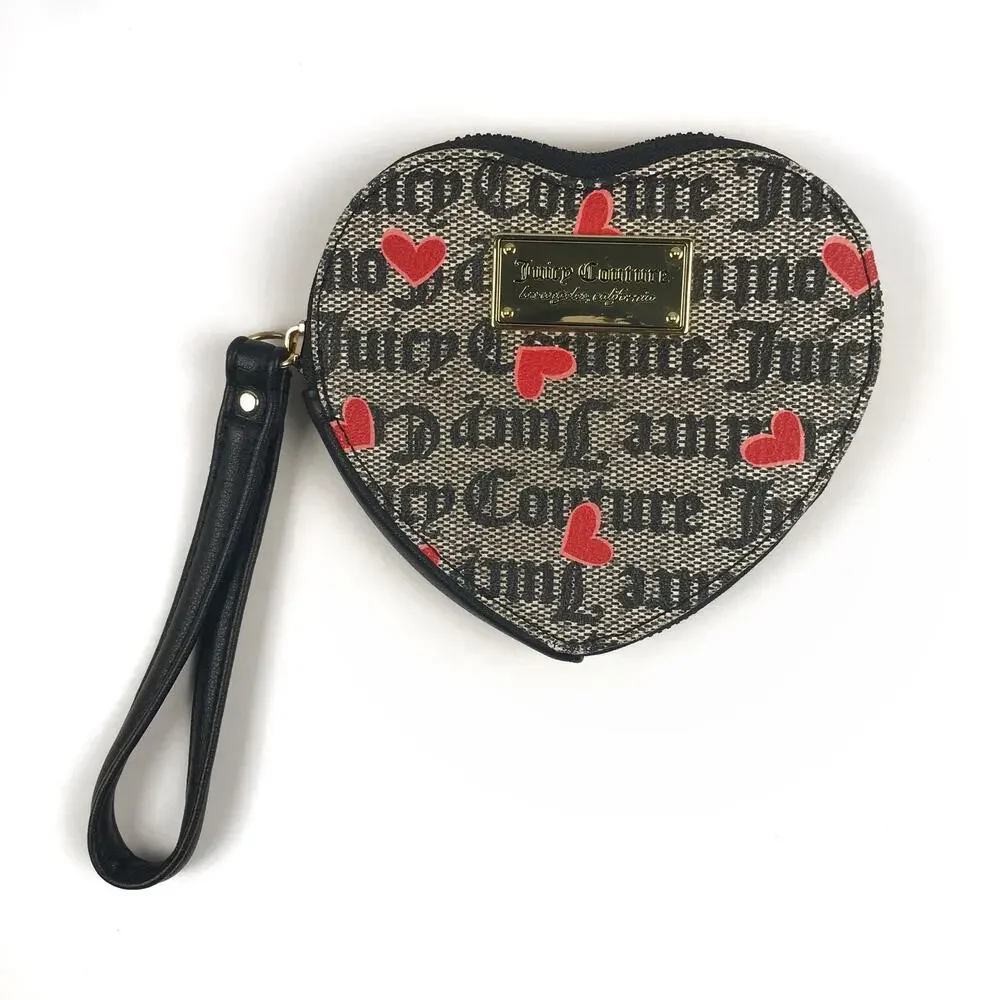 Juicy Couture Heart Shaped Monogram Zip Wristlet Wallet Accessories Accessory